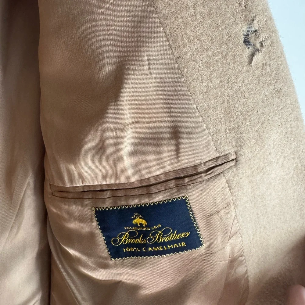 Brooks Brothers Camel Hair Blazer 41L Vintage Tan Sport Coat Mens Wool Jacket